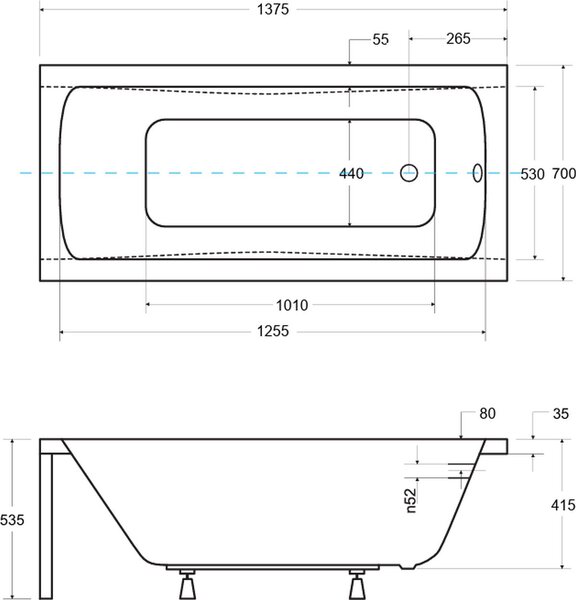 Besco Optima obdélníková vana 140x70 cm bílá #WAO-140-PK