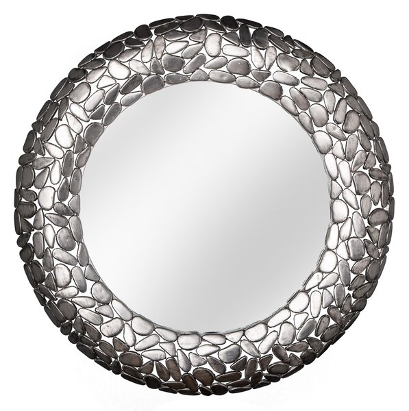 Art-deco kruhové nástěnné zrcadlo Riverstone ve stříbrné barvě 82cm