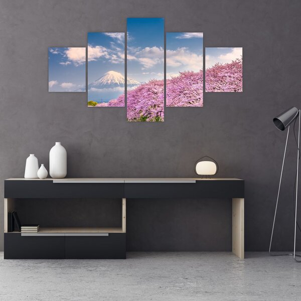 Obraz - Japonská jarní krajina (125x70 cm)