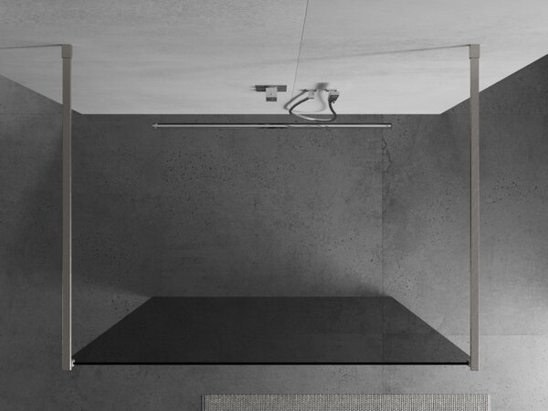 Mexen Kioto, sprchová zástěna Walk-In 100 x 200 cm, 8mm šedé sklo, broušená ocel profil, 800-100-002-97-40
