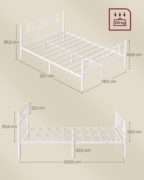 Kovová manželská postel 140 cm RMB064WG01