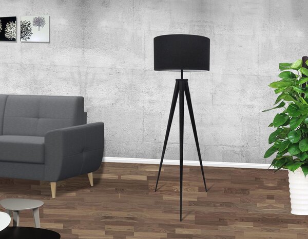 Designová stojací retro lampa Tripod černá
