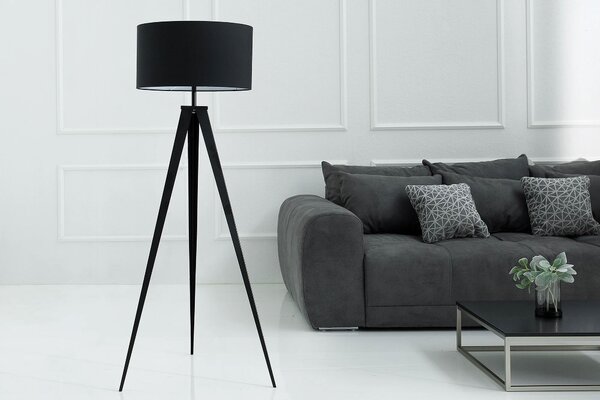 Designová stojací retro lampa Tripod černá
