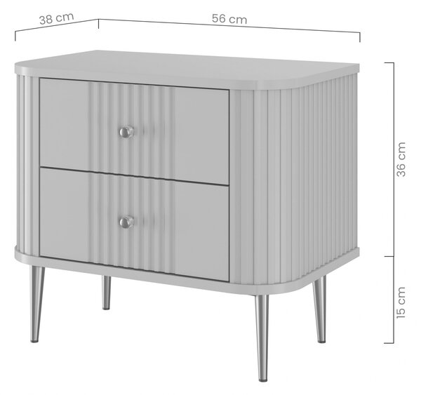 Set nočních stolků Vesper 56 cm - černá / černé nohy