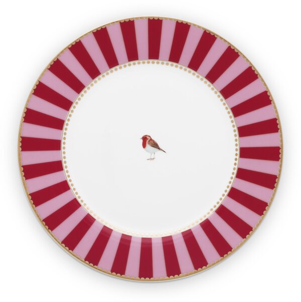 Pip Studio Love Birds talíř Ø 21cm, červeno-růžový (snídaňový talíř)