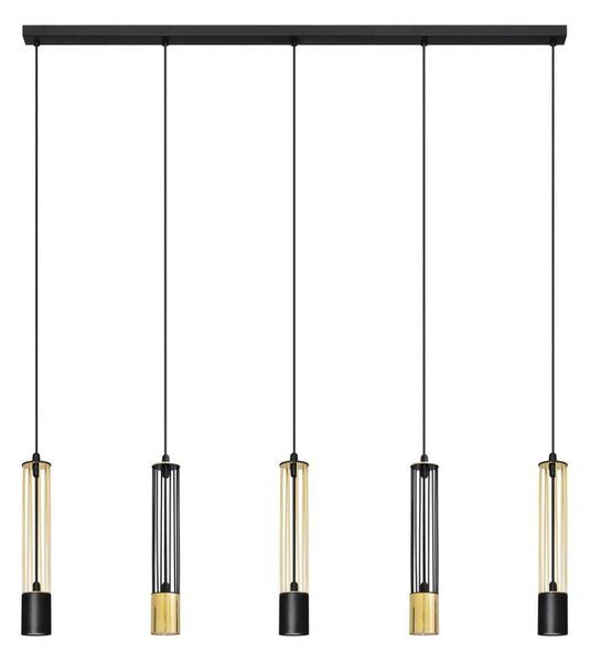 LED Lustr na lanku BARS 5xGU10/4,8W/230V černá/zlatá