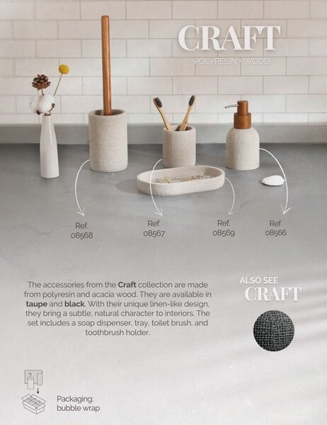 BISK Erga Craft, toaletní WC kartáč na postavení, taupe, ERG-08568