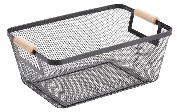 BISK Erga Plain, drátěný košík na kosmetiku 335x228x130 mm, černá matná-hnědá, ERG-08565