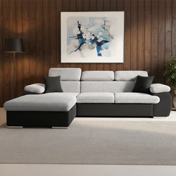 Sedací souprava COOL | 191x281 cm | rozkládací + úložný prostor | LEVÁ | šedá 06/17