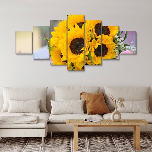 Obraz svatební kytice ze slunečnic (210x100 cm)