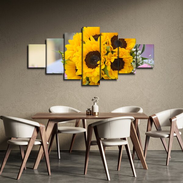 Obraz svatební kytice ze slunečnic (210x100 cm)