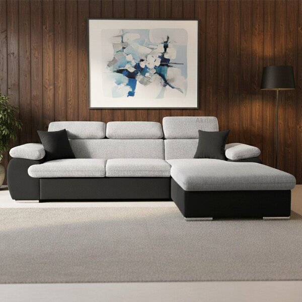 Sedací souprava COOL | 281x191 cm | rozkládací + úložný prostor | PRAVÁ | šedá 06/17