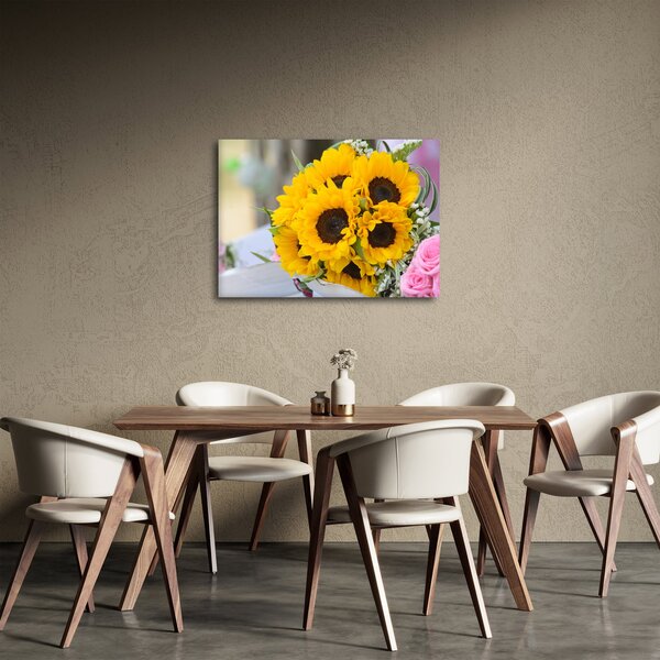 Obraz svatební kytice ze slunečnic (70x50 cm)