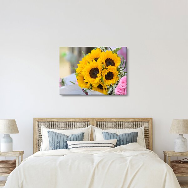 Obraz svatební kytice ze slunečnic (70x50 cm)