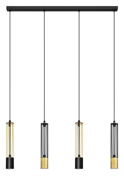 LED Lustr na lanku BARS 4xGU10/4,8W/230V černá/zlatá