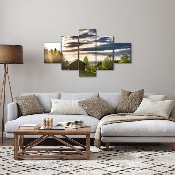 Obraz lesní chaty (125x70 cm)