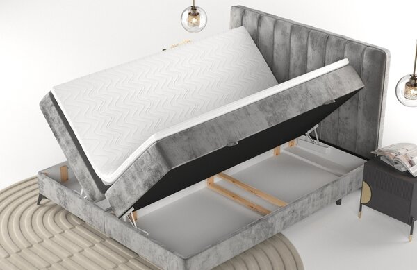 Maison de Rêve Šedá čalouněná postel boxspring AGGAZ 140 x 200 cm