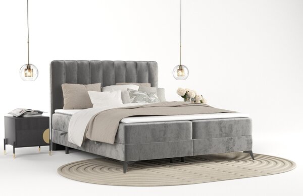 Maison de Rêve Šedá čalouněná postel boxspring AGGAZ 140 x 200 cm
