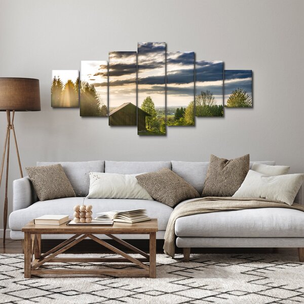 Obraz lesní chaty (210x100 cm)