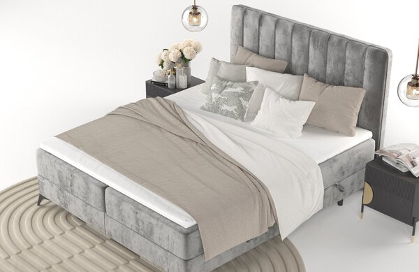 Maison de Rêve Šedá čalouněná postel boxspring AGGAZ 140 x 200 cm