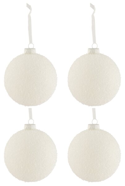 Set čtyř bílých skleněných vánočních ozdob J-line Mondria 12 cm