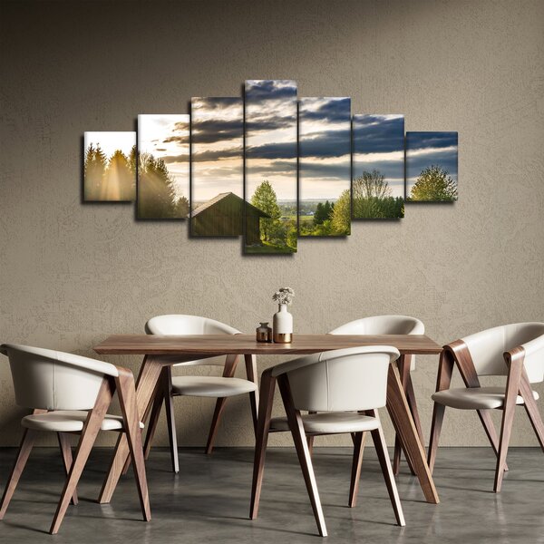 Obraz lesní chaty (210x100 cm)