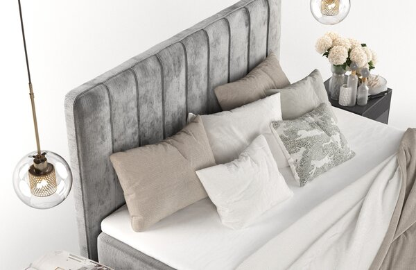 Maison de Rêve Šedá čalouněná postel boxspring AGGAZ 140 x 200 cm