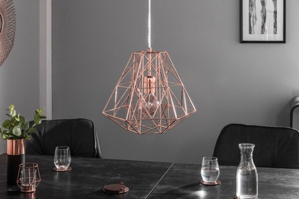 Designová závěsná lampa Mira růžově zlatá