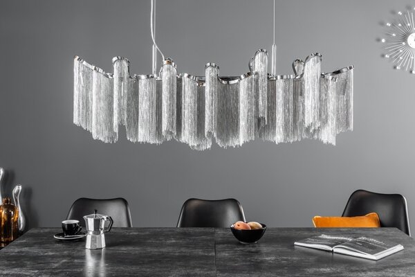 Luxusní stříbrný řetízkový lustr Odilon 118cm
