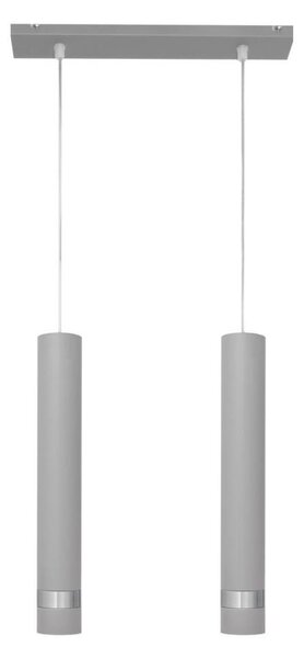 LED Lustr na lanku TUBA 2xGU10/4,8W/230V šedá/lesklý chrom