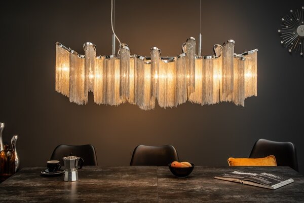 Luxusní stříbrný řetízkový lustr Odilon 118cm