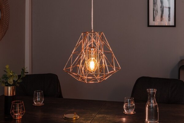 Designová závěsná lampa Mira růžově zlatá