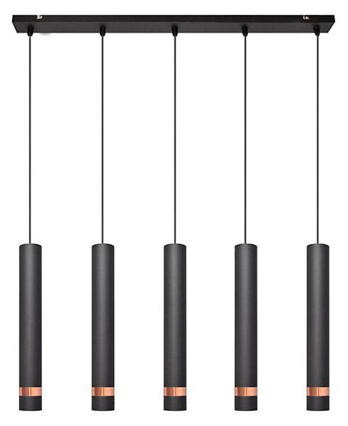 LED Lustr na lanku TUBA 5xGU10/6,5W/230V černá/měděná
