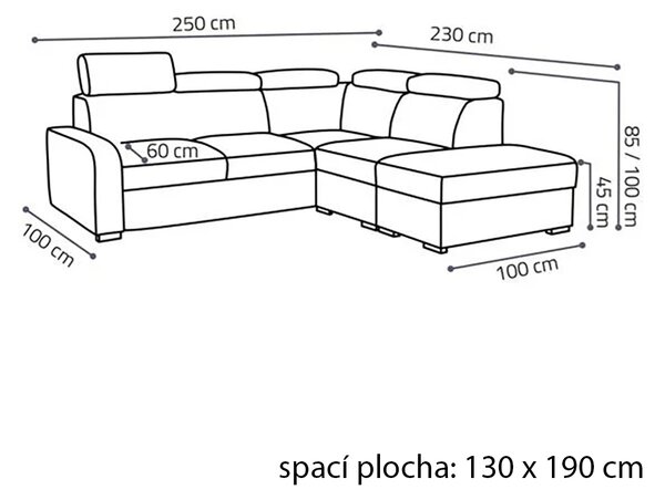 Sedací souprava OSLO V | 250x230 | rozkládací + 2x úložný prostor | VÝBĚR TKANIN