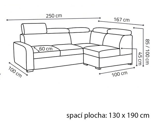 Sedací souprava OSLO VII | 250x167 | rozkládací + úložný prostor | VÝBĚR TKANIN