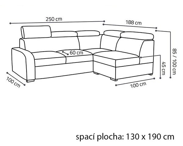 Sedací souprava OSLO III | 250x188 | rozkládací + úložný prostor | VÝBĚR TKANIN