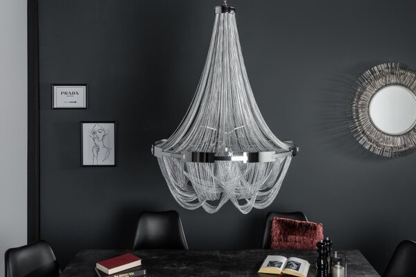 Luxusní řetízkový stříbrný lustr Razo II 70cm