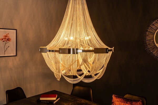 Luxusní řetízkový stříbrný lustr Razo II 70cm