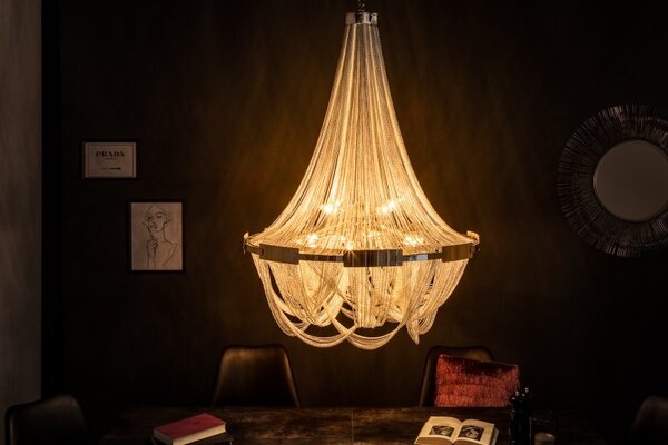 Luxusní řetízkový stříbrný lustr Razo II 70cm