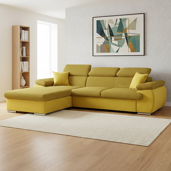 Sedací souprava COOL | 191x281 cm | rozkládací + úložný prostor | LEVÁ | žlutá 07/08