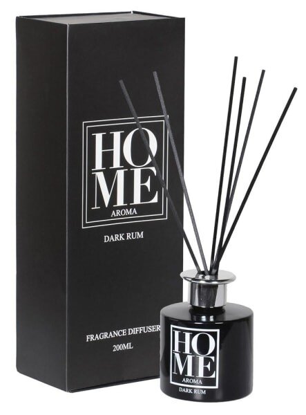 Designový aromatický difuzér Dark Rum s tyčinkami v černé barvě 30 cm