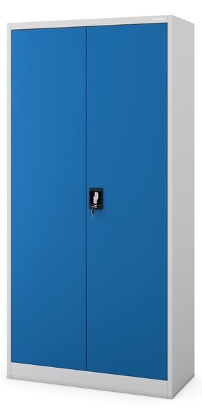 Uzamykatelná úklidová kovová skříň DAWID – 900 x 1850 x 450 mm, šedomodrá