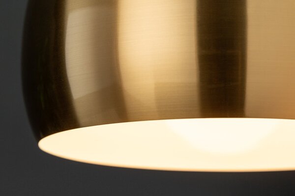 Art deco kulatý závěsný lustr Aurora ve zlaté barvě s kovovým lesklým povrchem a tvarem nedokončené koule 30 cm