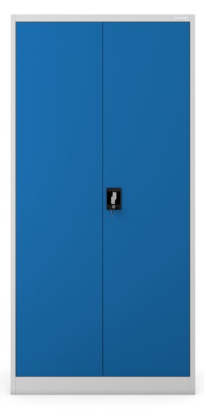 Uzamykatelná úklidová kovová skříň DAWID – 900 x 1850 x 450 mm, šedomodrá