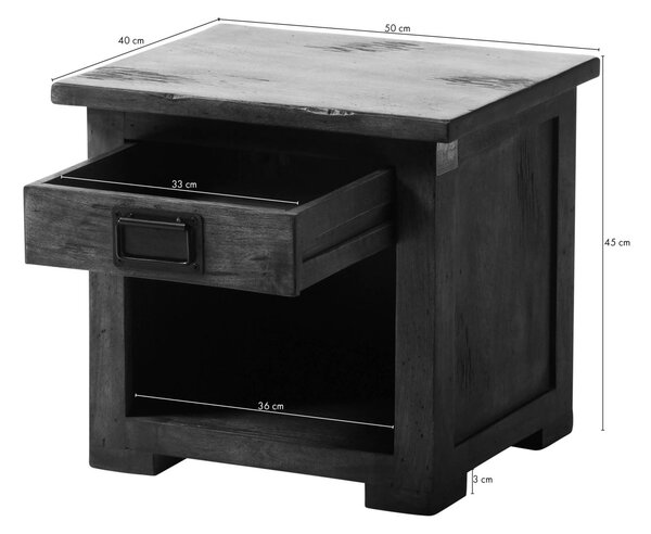 IRON Noční stolek mango 50x40x45 hnědý lakovaný