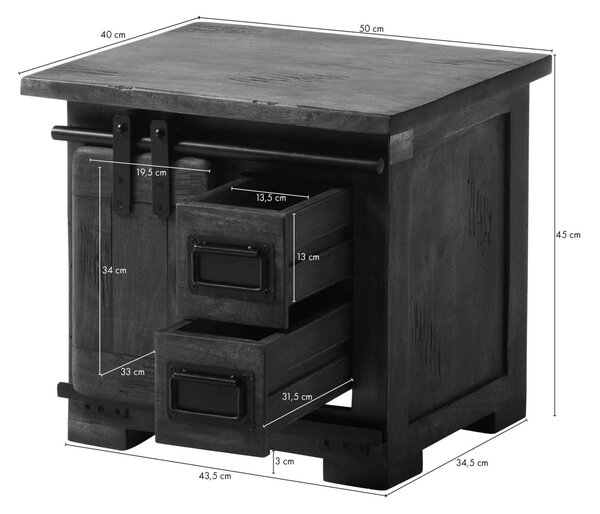 Noční stolek mango 50x40x45 bílý mytý lakovaný IRON
