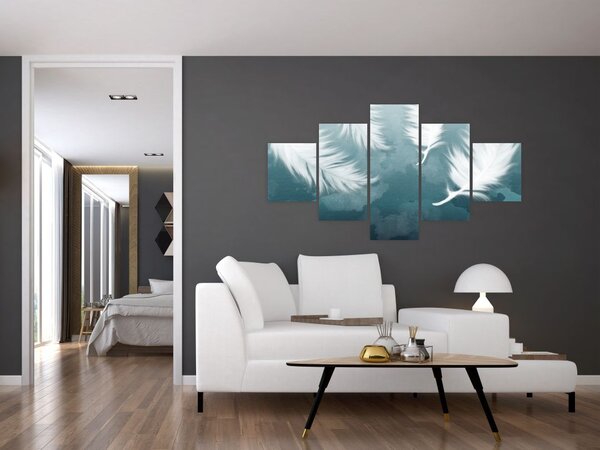 Obraz - Bílá peříčka (125x70 cm)