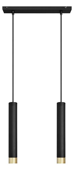LED Lustr na lanku TUBA 2xGU10/4,8W/230V černá/zlatá