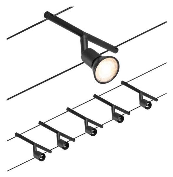 Paulmann 94446 - SADA 5xGU5,3/10W Kompletní lankový systém SALT 230V černá