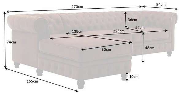 Chesterfield luxusní rohová sedačka Holger levá 280cm